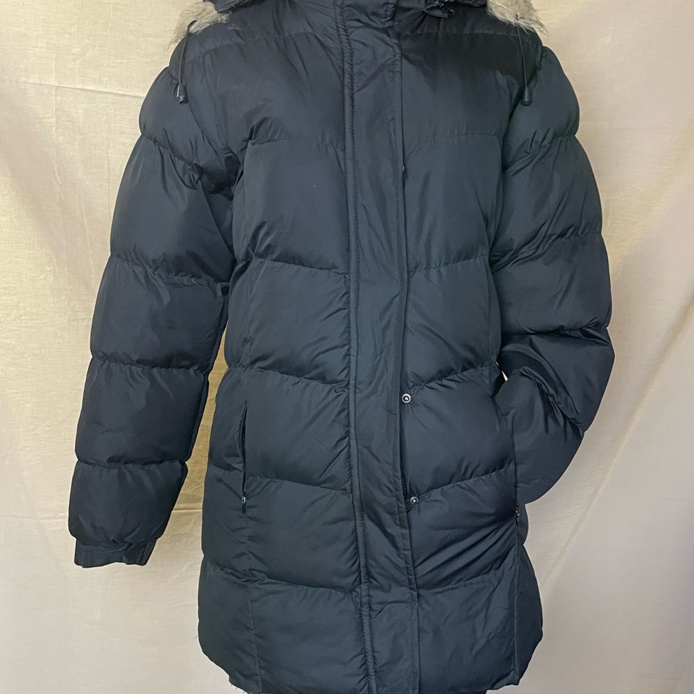 Black Puffer Coat with Fur Hood